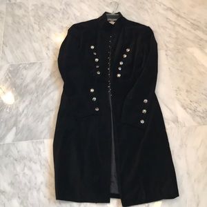 Black velvet military coat